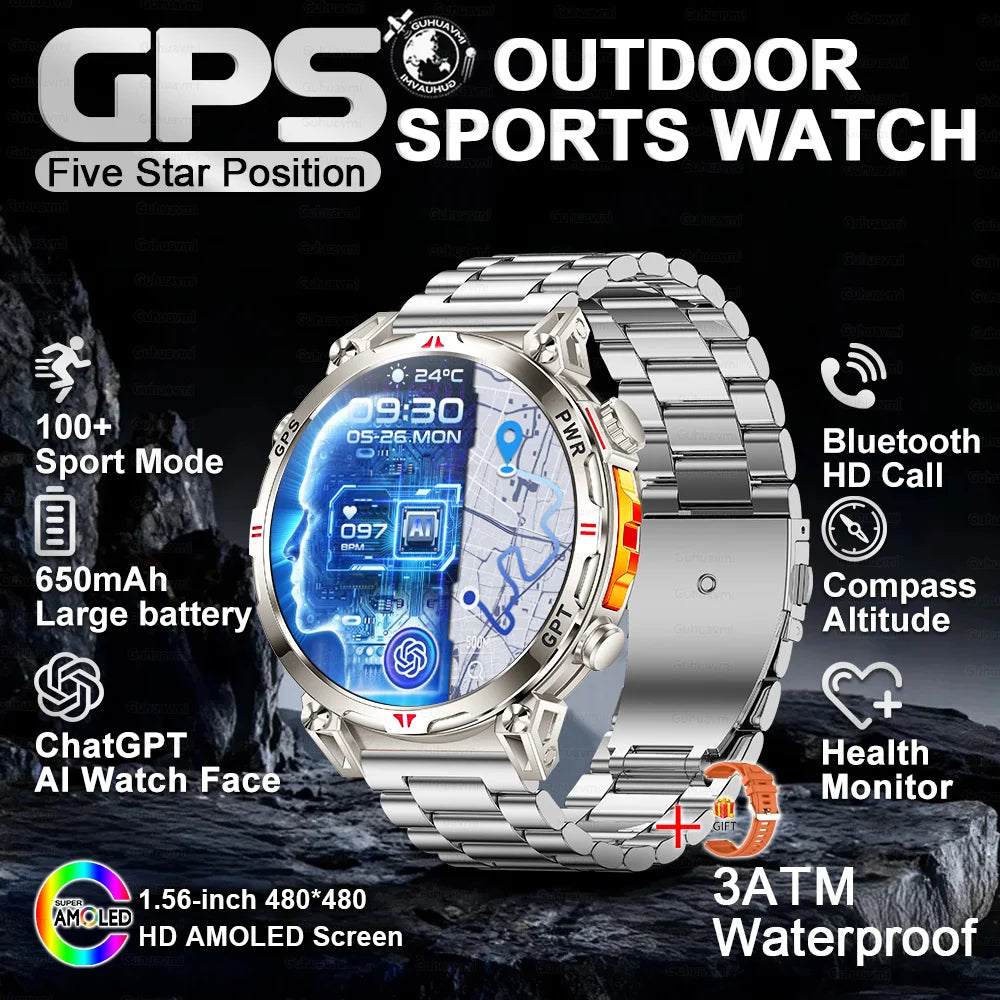 2025 New T-Rex 3 Ultra Original Military-Grade GPS Smart Watches Men Sport Tactics Compass BT Call Waterproof Swim Smart Bracelet