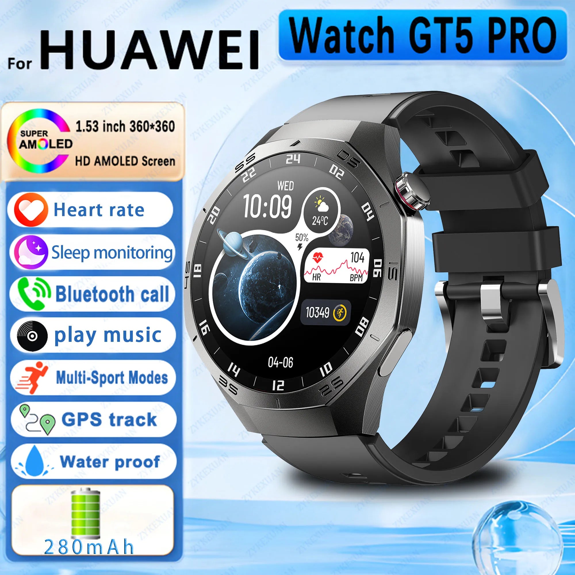 2025 New For Huawei Watch GT5Pro Military GPS Smart Watch Men Full Touch Screen Sport Fitness HealthTest Voice Call SmartWatch