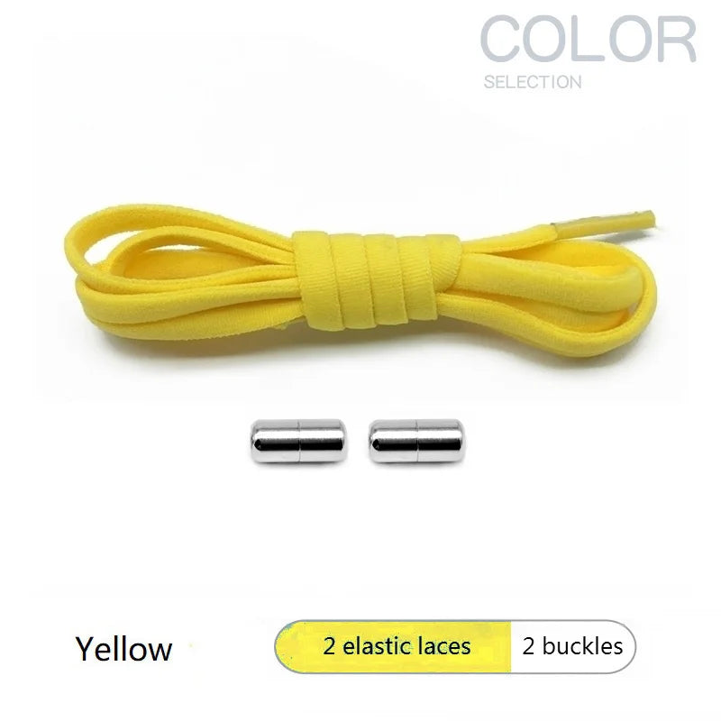 4Pcs/1Pair 100cm Elastic No Tie Shoelaces Metal Lock Shoe Laces For Kids Adult Sneakers Quick Shoelaces Semicircle Shoestrings