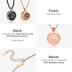 TOTWOO Sun & Moon Touch Necklaces with Agate Vibration & Light Up Necklace For Long Distance Relationship Gifts Couples Necklace