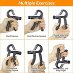 5-60kg Adjustable Hand Grip Strength Strengthener Trainer Full Set With Counter Wrist Forearm And Hand Exerciser For Muscle