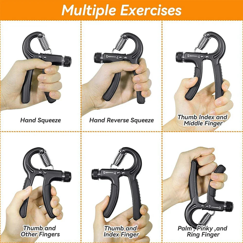 5-60kg Adjustable Hand Grip Strength Strengthener Trainer Full Set With Counter Wrist Forearm And Hand Exerciser For Muscle