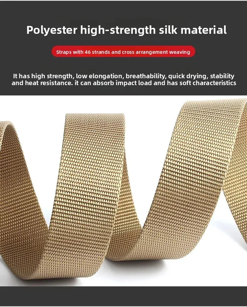 Tactical Waist Belt Durable Automatic Buckle Quick Release Elastic Belt Outdoor Adventure Training Belt Men's Trouser Belt Black