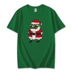 Navidad Cartoon Pepe Christmas T-Shirt Men Funny Santa Claus Frog Graphic Unisex Cotton Short Sleeve Casual Cute Streetwear Men