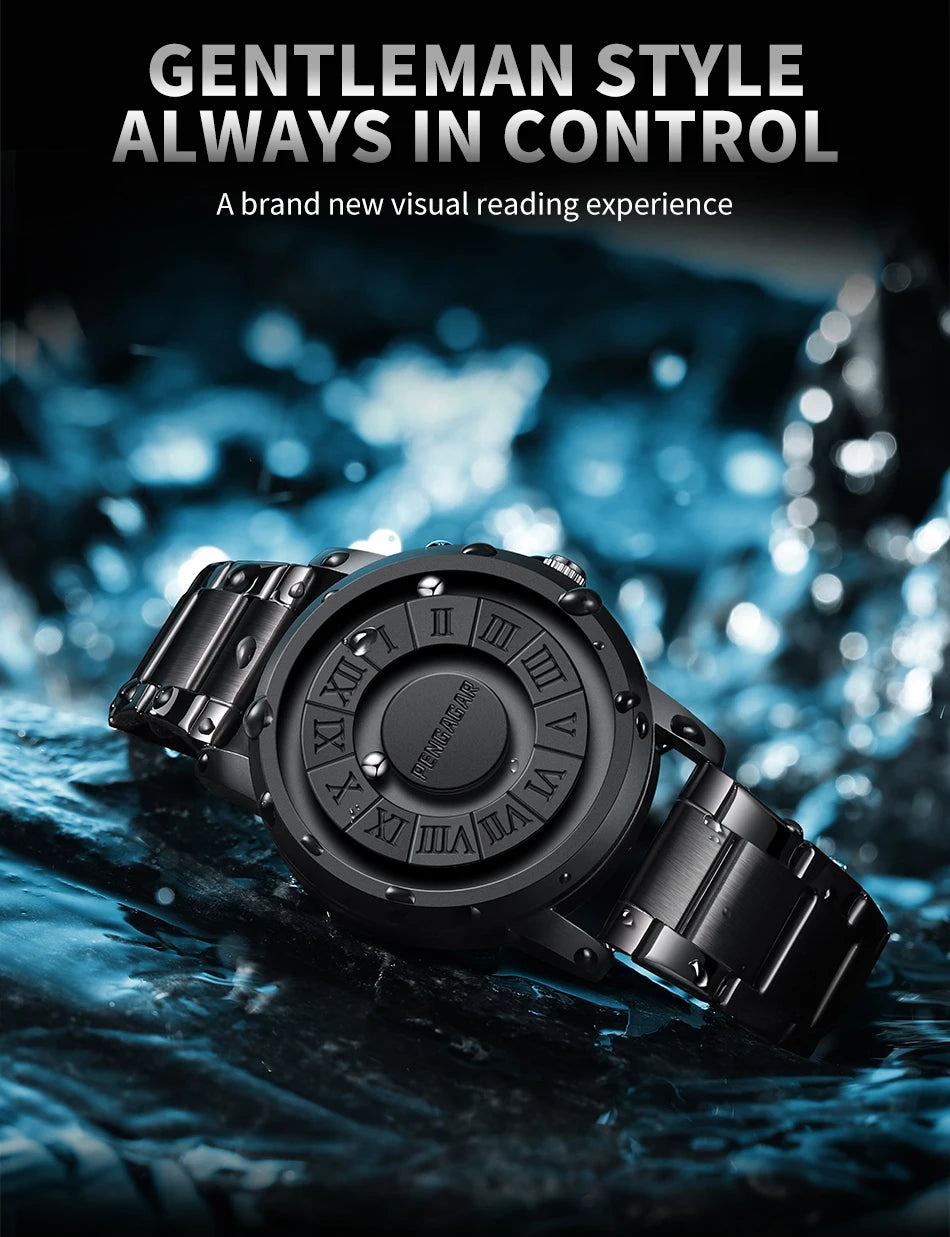 2025 Luxury Watch Men Creative Scrolling Pointer Magnetic Force Sport Watches Men Quartz Chronograph Man Clock Relogio Masculino