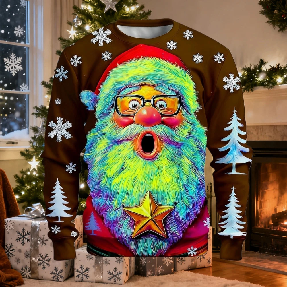 Christmas Men Women Sweatshirt 3D Printed Santa Claus Ugly Christmas Sweater Trendy Street Style Autumn Winter Casual Loose Tops