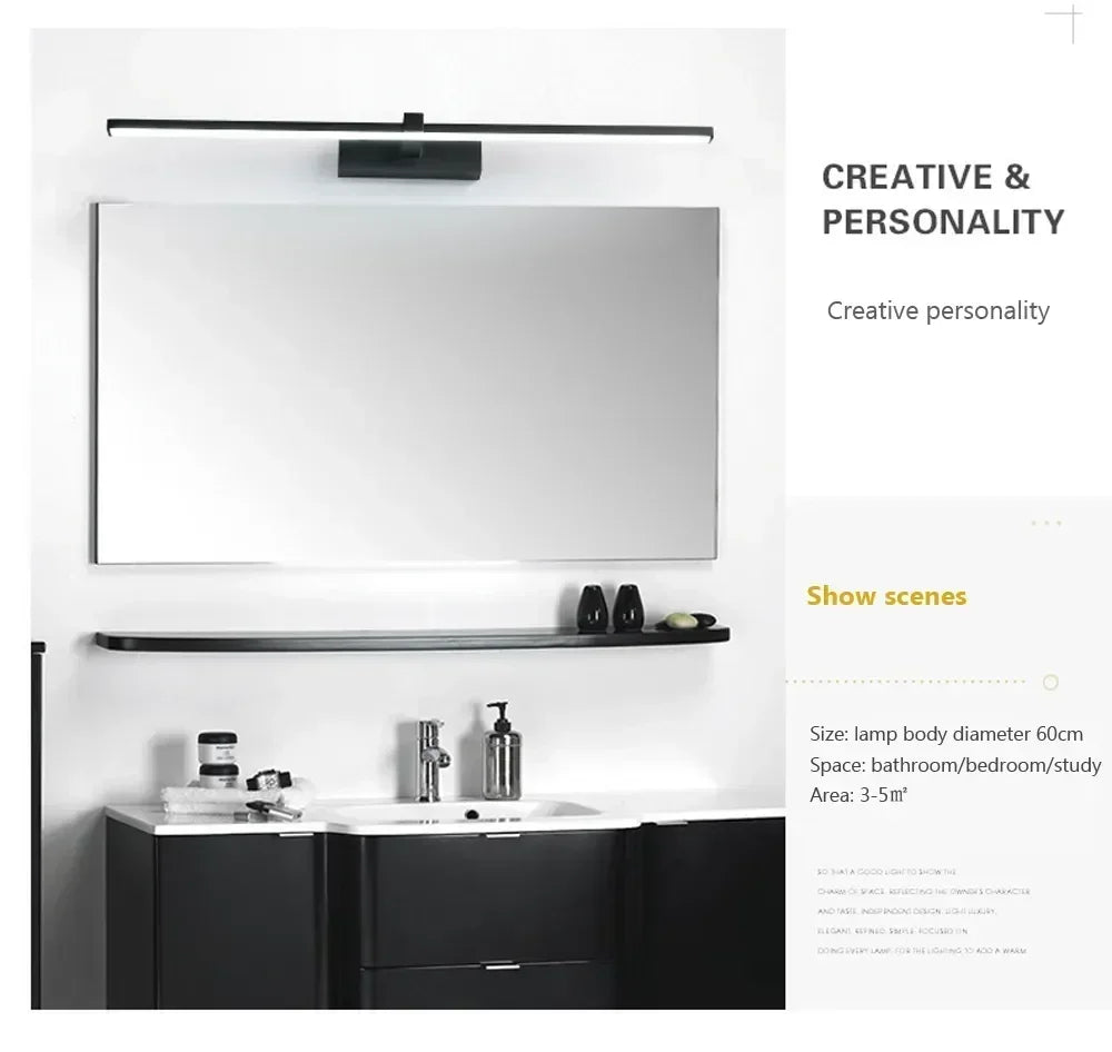 DINDALLED LED Bathroom Mirror Light, Modern Wall Sconce for Vanity Bedroom, Aluminum Home Decoration Line Lamp Fixture