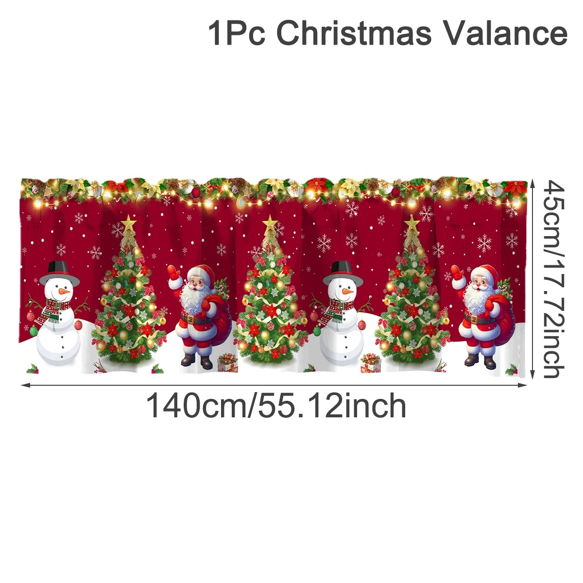 Christmas Curtain Valance Xmas Rod Pocket Window Treatment for Living Room Kitchen Bedroom Christmas Decorations For Home 2025