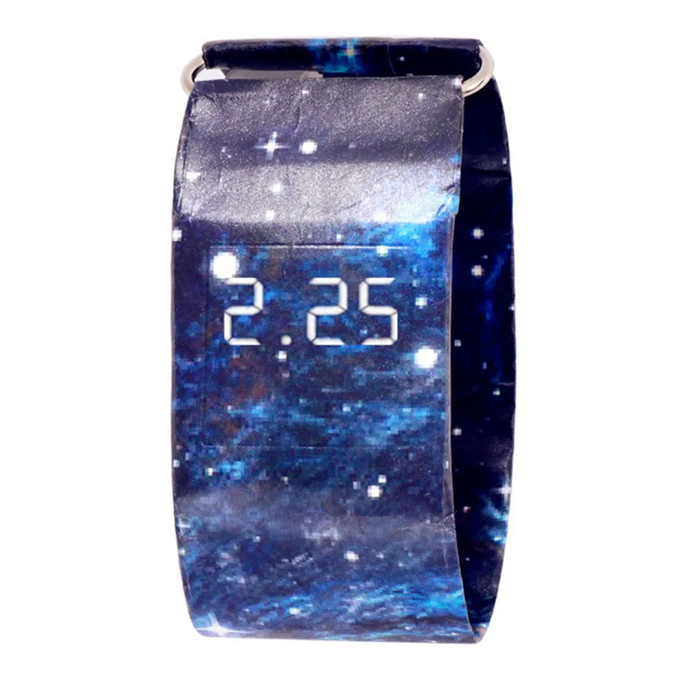 Square Pattern Paper Electronic Watch Durable LED Digital Watch Digital Display Waterproof Paper Women's Valentine's Day Gift