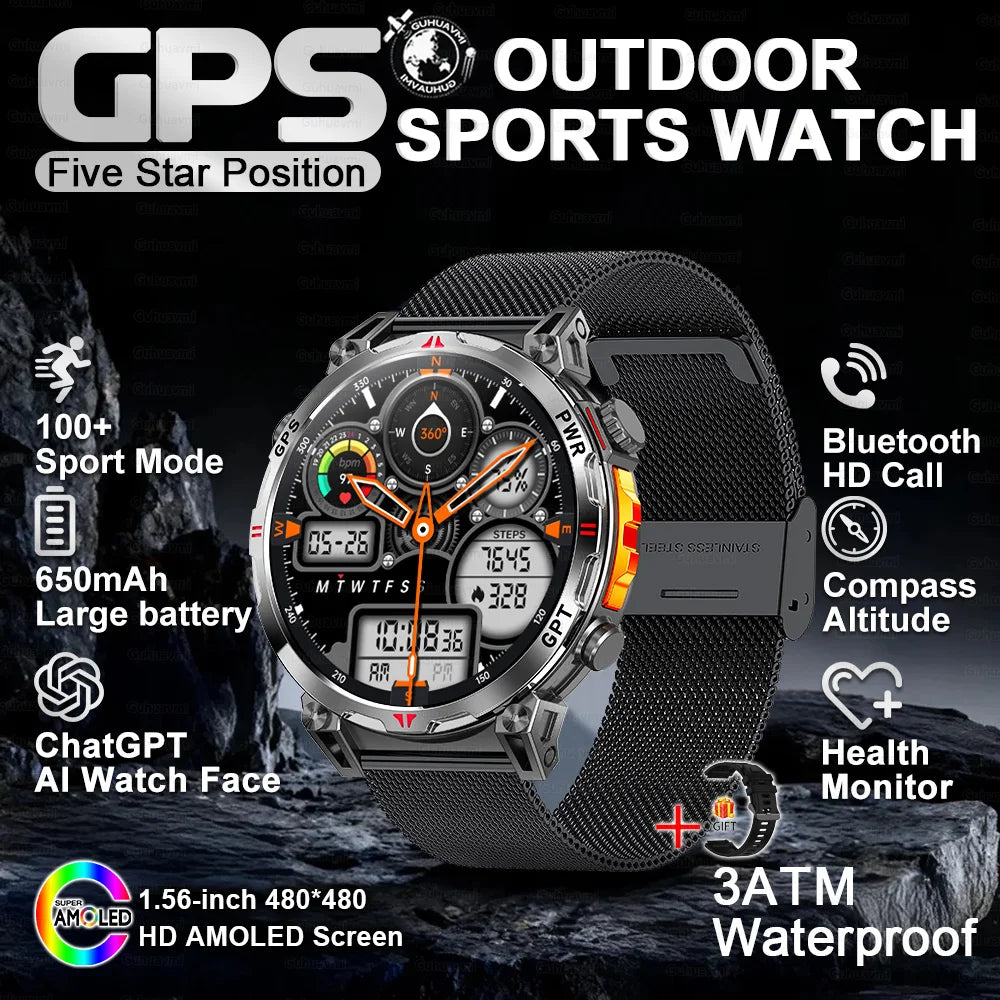 2025 New T-Rex 3 Ultra Original Military-Grade GPS Smart Watches Men Sport Tactics Compass BT Call Waterproof Swim Smart Bracelet