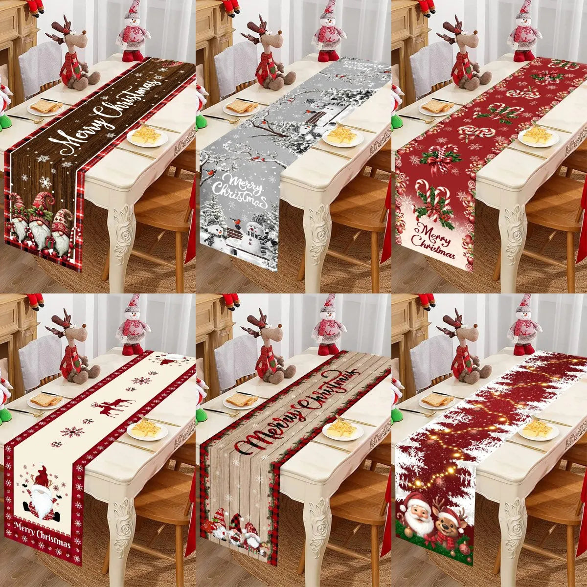 Christmas Gnome Table Runner Merry Christmas Decorations for Home 2025 Xmas Party Decor Navidad Natal Noel Gifts New Year 2026