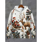Cartoon Christmas Pattern Hoodie For Men Women Santa Claus Deer 3D Printed Pullovers Casual Hoodies Tops Long Sleeves Sweatshirt