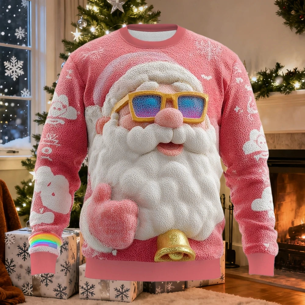 Christmas Men Women Sweatshirt 3D Printed Santa Claus Ugly Christmas Sweater Trendy Street Style Autumn Winter Casual Loose Tops