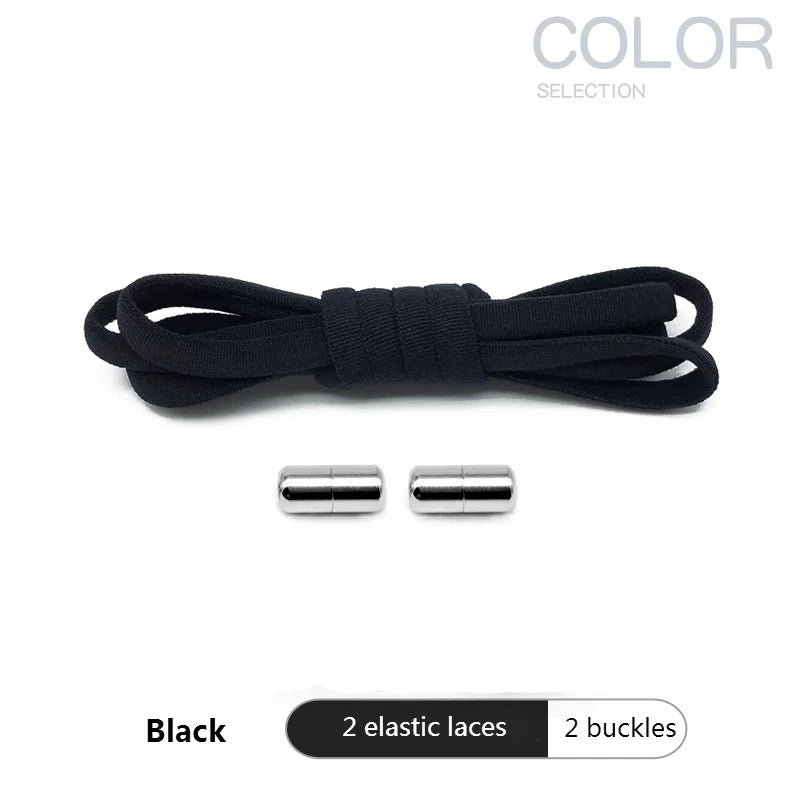 4Pcs/1Pair 100cm Elastic No Tie Shoelaces Metal Lock Shoe Laces For Kids Adult Sneakers Quick Shoelaces Semicircle Shoestrings