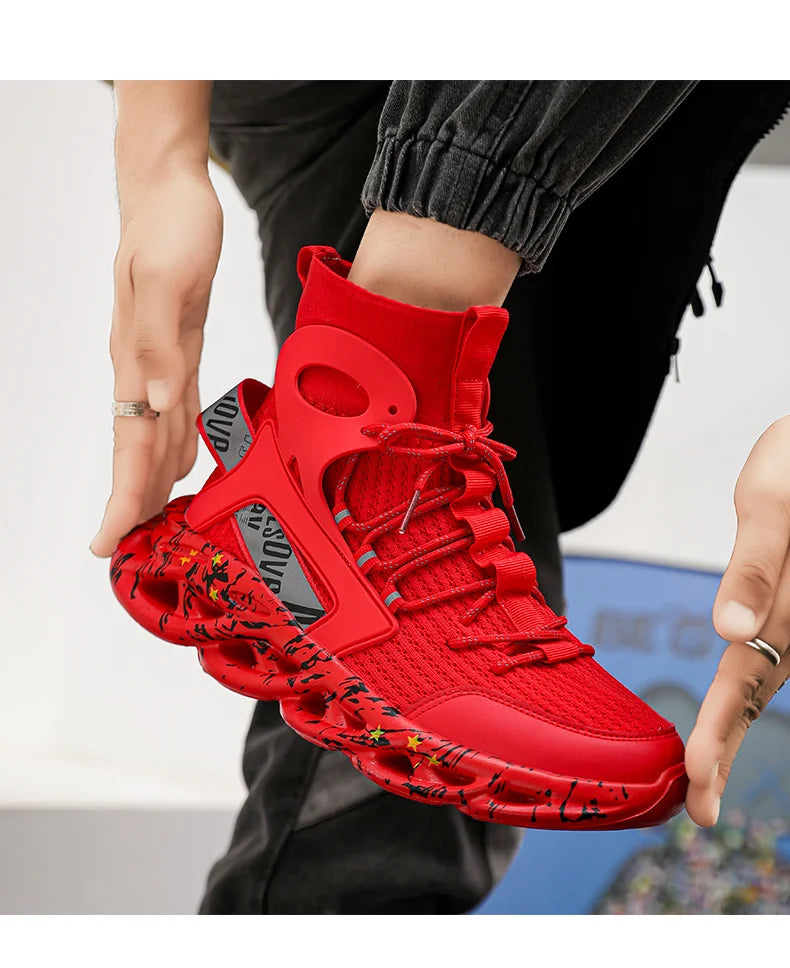 Street Red High Top Sneakers Man Fashion Platform Designer Running Shoes For Men Original Breathable Casual Men's Sports Shoes