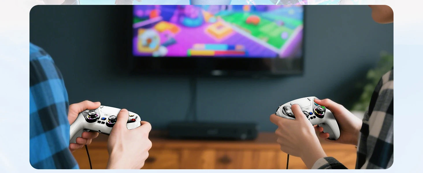 RGB Lights Wireless Controller For PS5/Playstation 5 Pro/Slim/PC Console Gamepads W/ Hall Effect Turbo Vibration Game Joystick