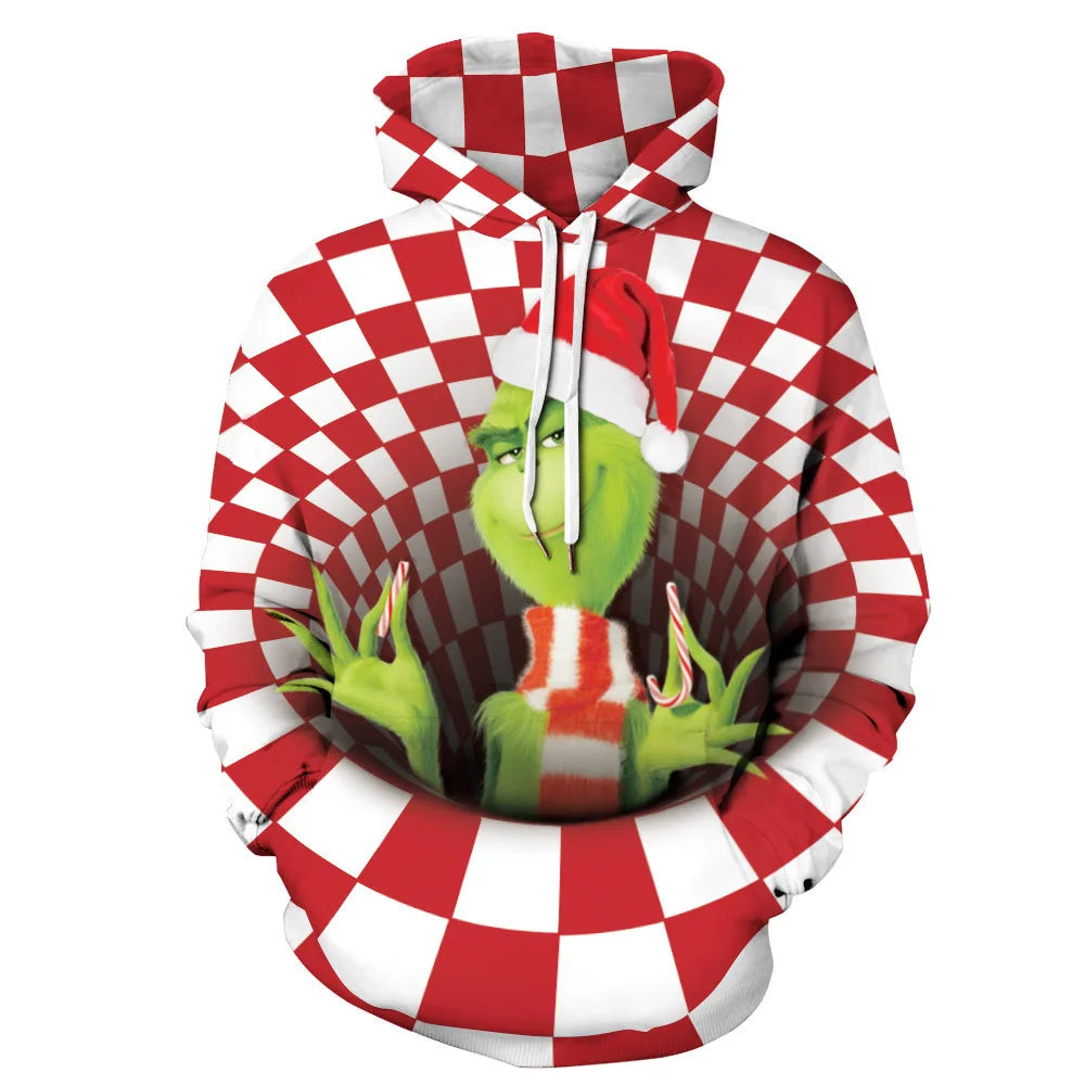 Christmas Theme Cute Cartoon Character Hoodies For Men Autumn Winter Daily Casual Long Sleeve Hooded Tops Harajuku Y2K Pullovers