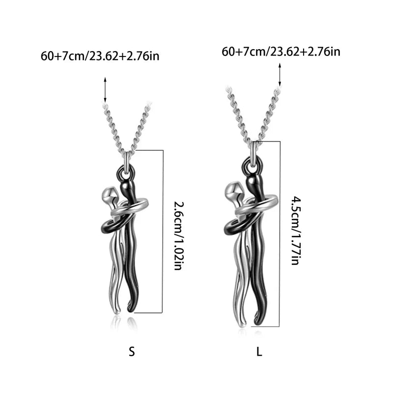 Fashion Couple Hug Pendant Necklace For Women Girls Wedding Chain Necklaces Party Valentine's Day Fashion Jewelry Gifts