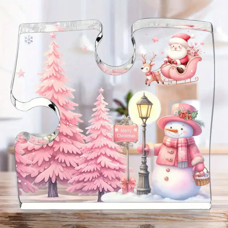 Clear Heart Shaped Marry Christmas Tabletop Decorations for Table, Office Desk, Tiered Tray, Mantle, Shelf 2026 Xmas Gifts