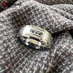 MenBand 8mm Mens Womens Engagement Eternity Wedding Band Black CZ Stone Inlay Tungsten Carbide Ring  Comfortable Fit