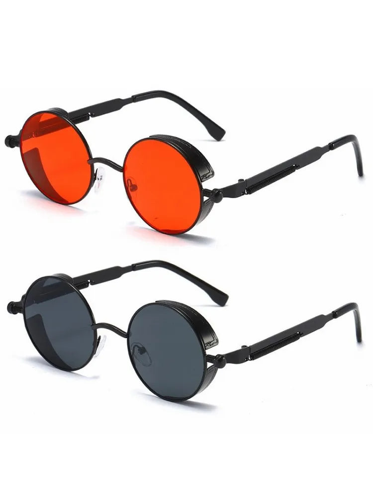 Metal Steampunk Sunglasses Men Women Fashion Round Glasses Brand Designer Vintage Sun Glasses High Quality Oculos de sol UV400