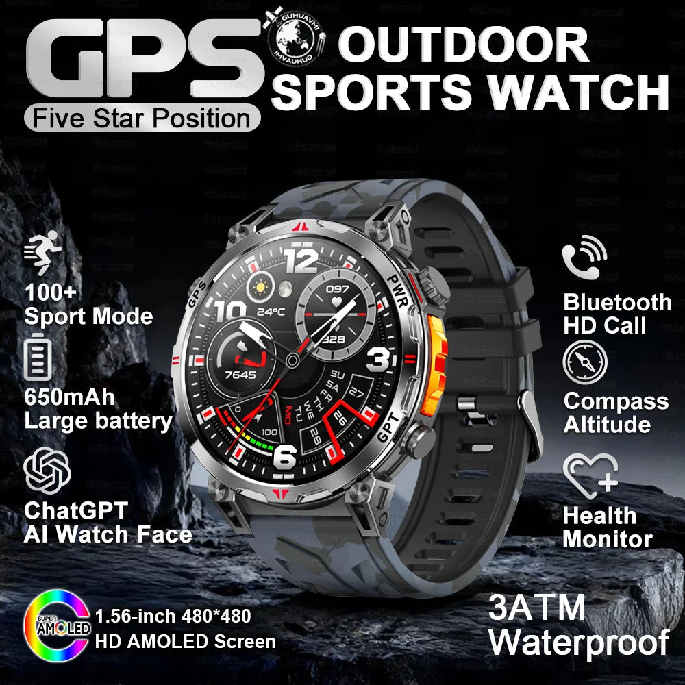 2025 New T-Rex 3 Ultra Original Military-Grade GPS Smart Watches Men Sport Tactics Compass BT Call Waterproof Swim Smart Bracelet