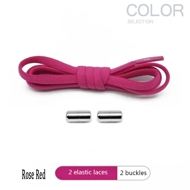 4Pcs/1Pair 100cm Elastic No Tie Shoelaces Metal Lock Shoe Laces For Kids Adult Sneakers Quick Shoelaces Semicircle Shoestrings
