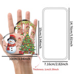 1pc Christmas Gift for Friends,Sister,Acrylic Heart-Shaped Plaque with Snowman and Christmas Tree Office Home Decor,Holiday Gift