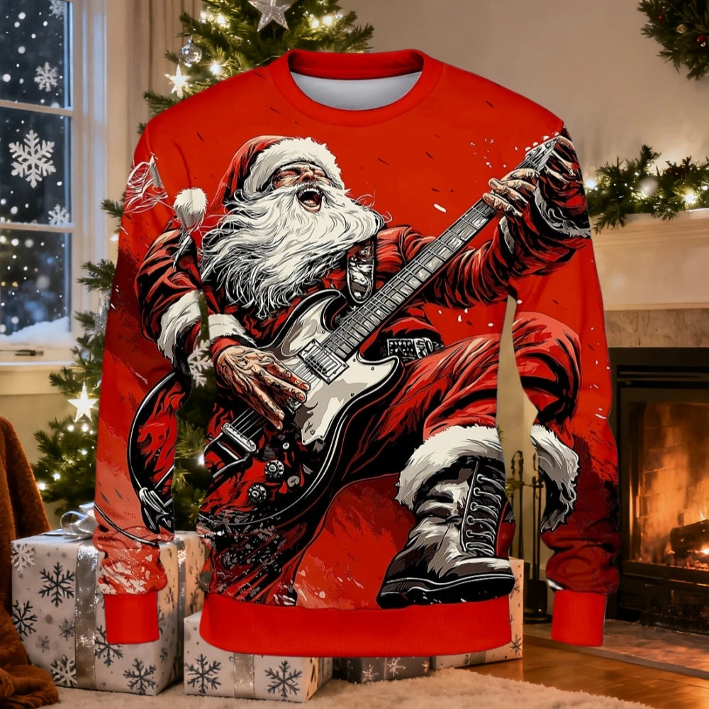 Christmas Men Women Sweatshirt 3D Printed Santa Claus Ugly Christmas Sweater Trendy Street Style Autumn Winter Casual Loose Tops