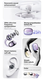 Lenovo LE302 Wireless Bluetooth 6.0 Headset Long Battery Life Sports Ear Clip Earphones HIFI Stereo Noise Cancelling Headphones