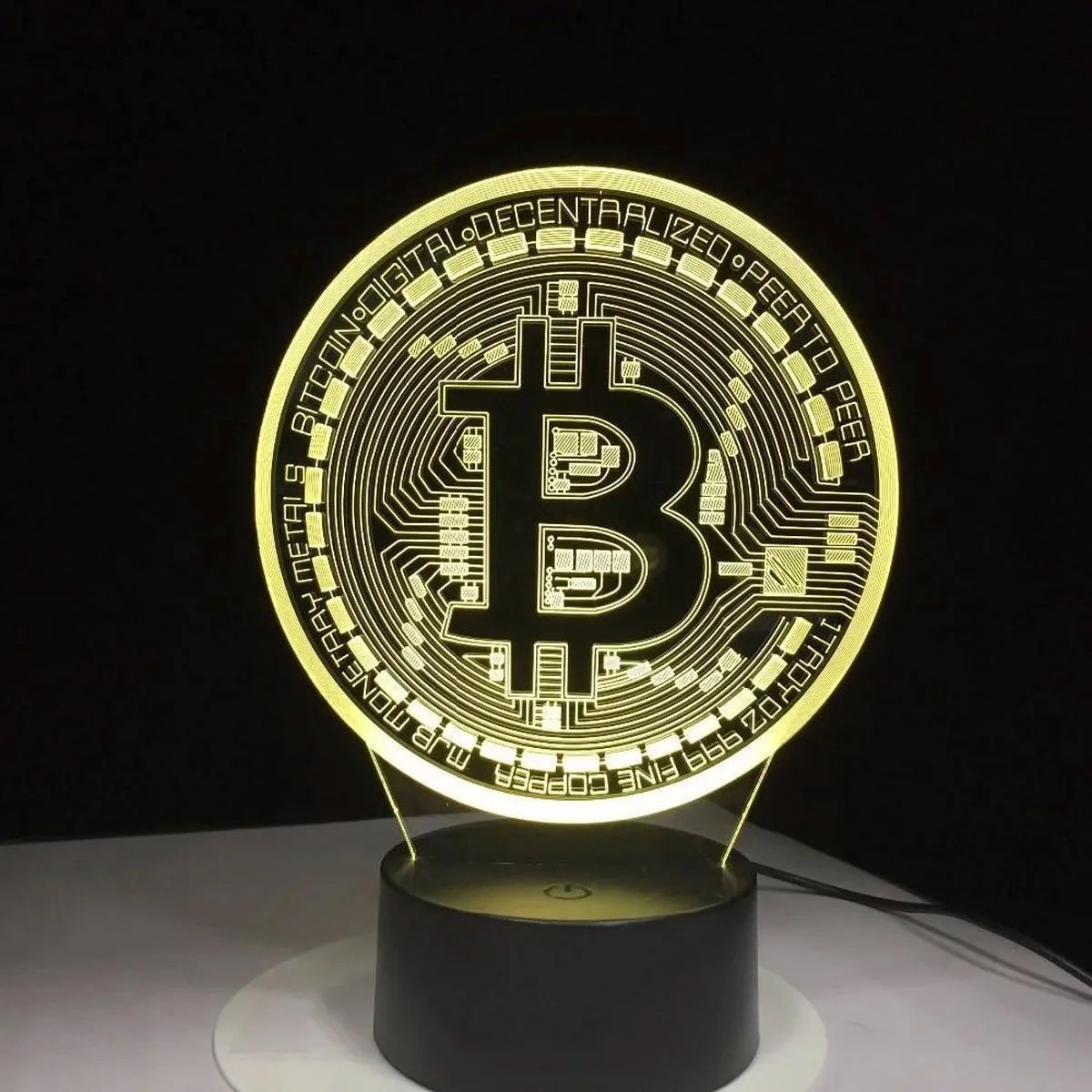 Bitcoin Coin Art Acrylic Led Night Light for Room Decorative Nightlight Touch Sensor 16 Colors Changing 3D Table Night Lamp