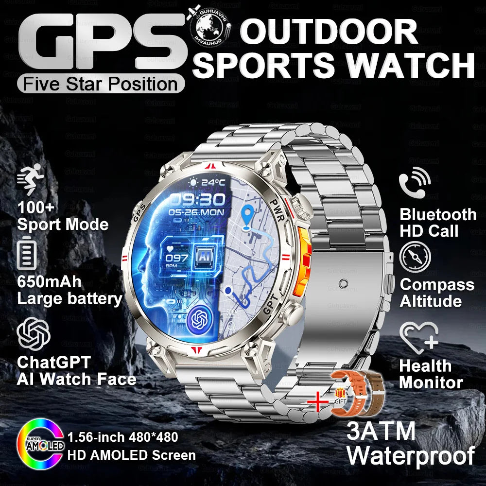 2025 New T-Rex 3 Ultra Original Military-Grade GPS Smart Watches Men Sport Tactics Compass BT Call Waterproof Swim Smart Bracelet