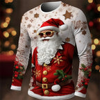 Men's Christmas Series T-shirt 3D Funny Harajuku Printed Fashion New Long Sleeve Round Neck Hip Hop Clothing For Men Casual Tops