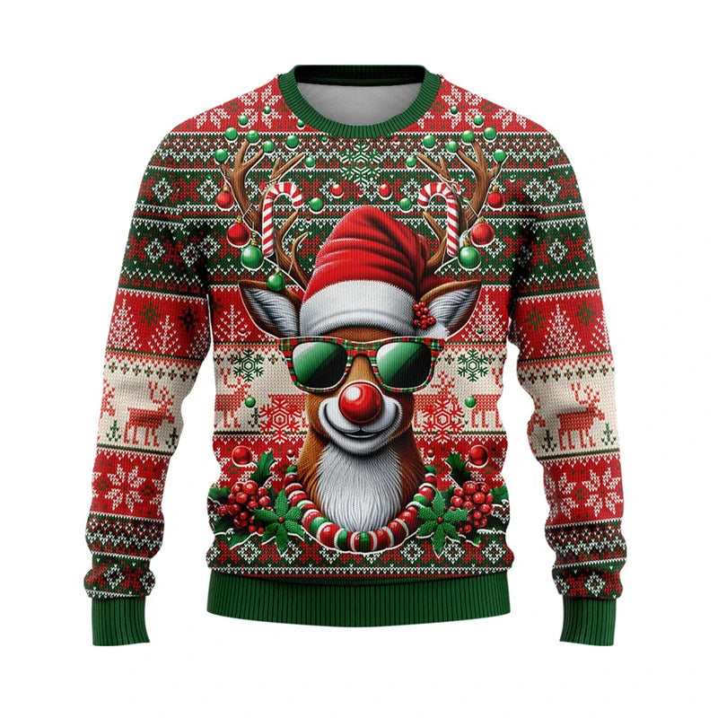 Hilarious Santa Claus Ugly Christmas Sweaters for Men Funny Animal Graphic Sweatshirts Xmas Holiday Unisex Pullovers Sweater Top