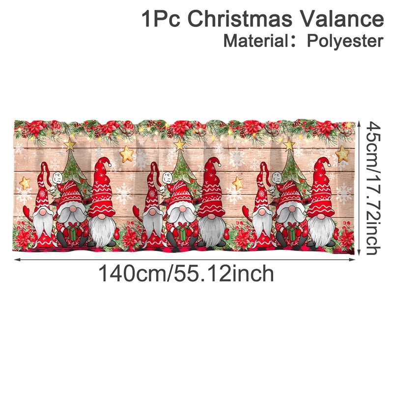 Christmas Curtain Valance Xmas Rod Pocket Window Treatment for Living Room Kitchen Bedroom Christmas Decorations For Home 2025