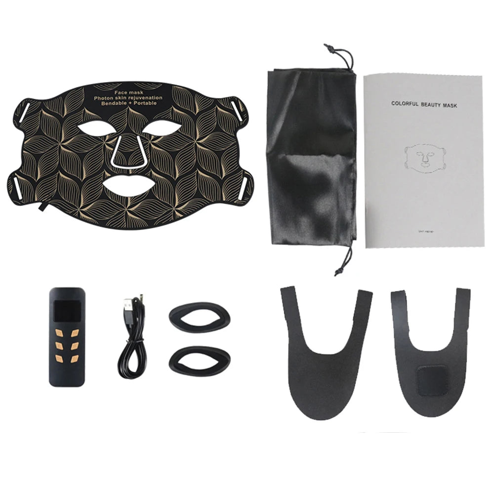 LED 8 Colors Face Mask and Neck Red Light  Near Infrared Therapy Anti Aging Wrinkle Acne Pore Oil Control Skin Tighten Whiten