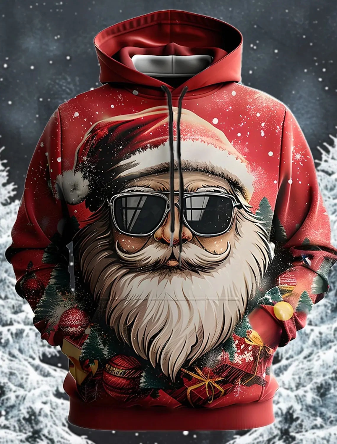 Santa Claus Men's Fashion 3D Print Hoodie Holiday Streetwear Christmas Hoodies Hooded Front Pocket Designer Hoodie Sweatshirt