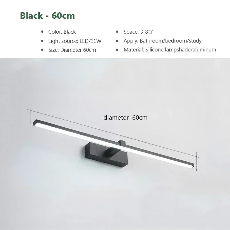 DINDALLED LED Bathroom Mirror Light, Modern Wall Sconce for Vanity Bedroom, Aluminum Home Decoration Line Lamp Fixture