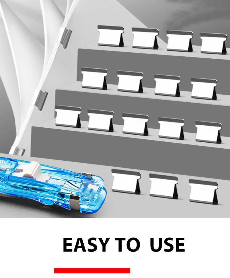 Traceless Reusable Hand Clamp Push Stapler, Paper Book File, Office, School Student Binder, Binding Tools, Supplies Accessories