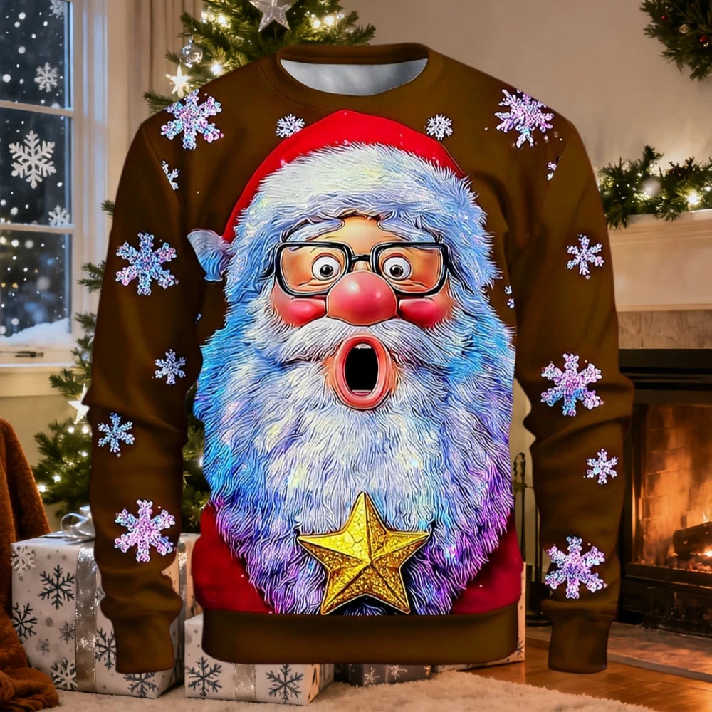 Christmas Men Women Sweatshirt 3D Printed Santa Claus Ugly Christmas Sweater Trendy Street Style Autumn Winter Casual Loose Tops