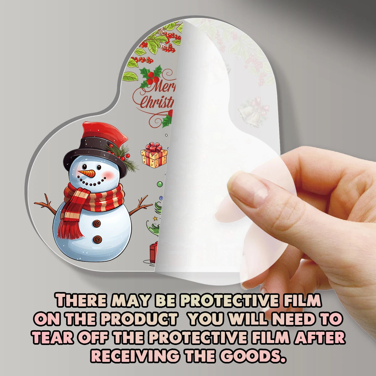 1pc Christmas Gift for Friends,Sister,Acrylic Heart-Shaped Plaque with Snowman and Christmas Tree Office Home Decor,Holiday Gift