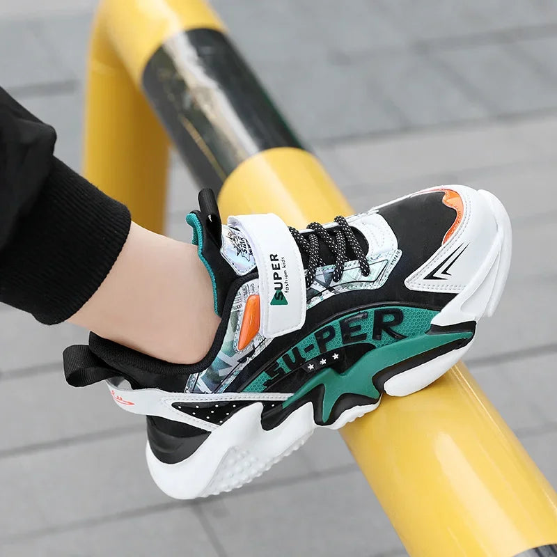 Sport Kids Leather Sneakers Four Season Boys Casual Shoes Non Slip Children Fashion School Walking Running Shoes Size 28-39