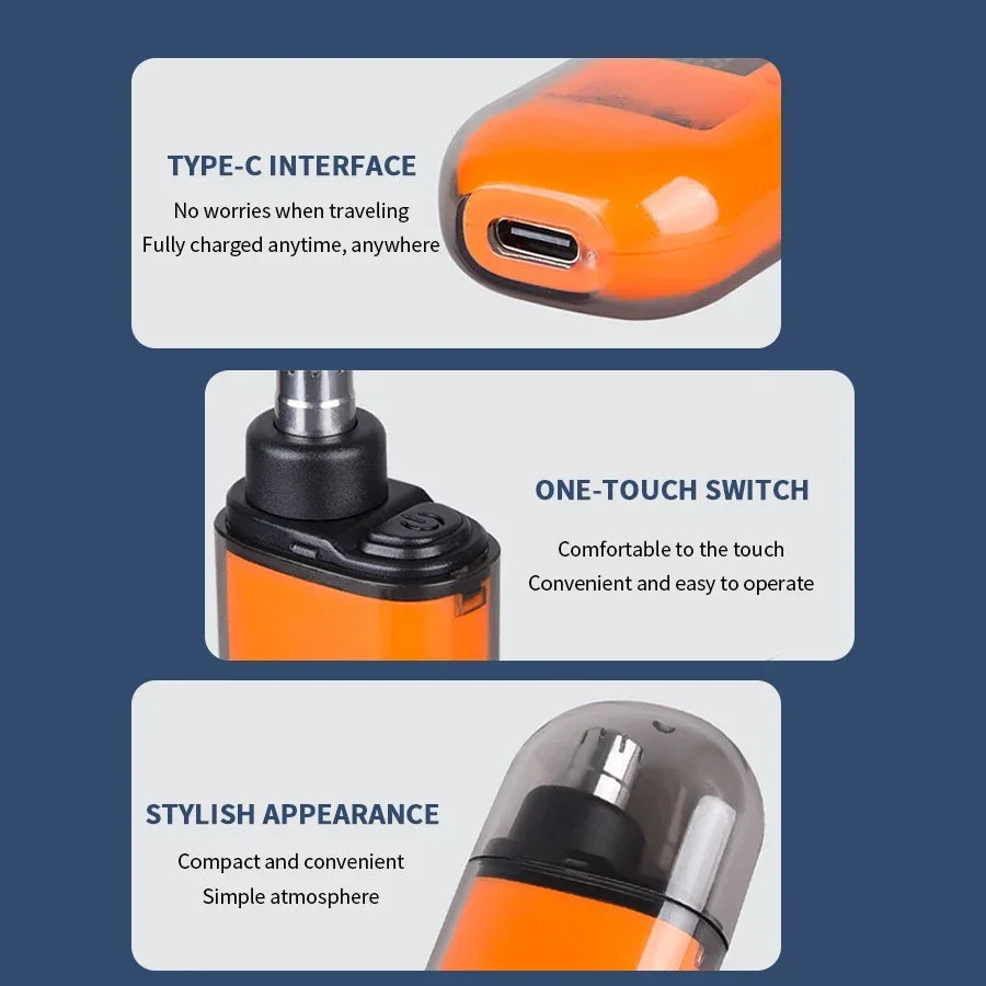 Recortadora eléctrica portátil 2 en 1 de vello de nariz y orejas 2024. Profesional, indolora y portátil.ow For Men