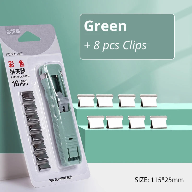 Traceless Reusable Hand Clamp Push Stapler, Paper Book File, Office, School Student Binder, Binding Tools, Supplies Accessories