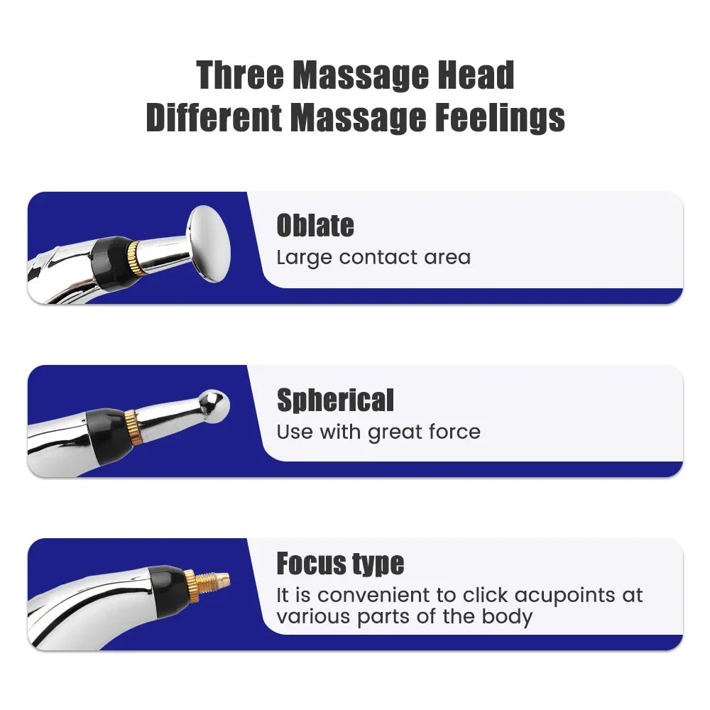 Rechargeable Acupuncture Pen 5/3 Heads Electric Muscle Pain Relief Relaxing Massage Pen Laser Energy Therapy Health Care Tool