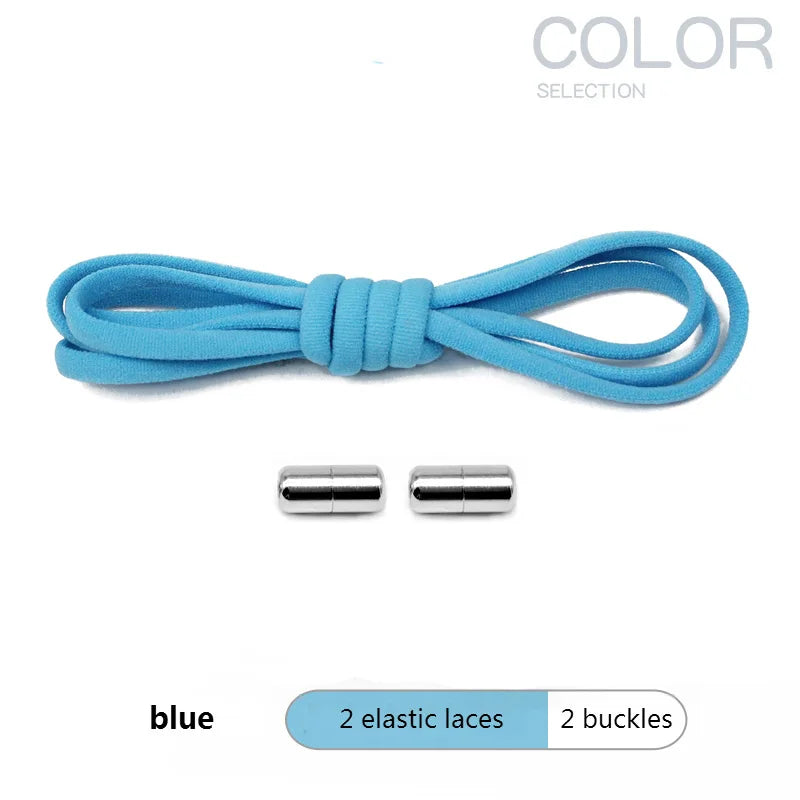 4Pcs/1Pair 100cm Elastic No Tie Shoelaces Metal Lock Shoe Laces For Kids Adult Sneakers Quick Shoelaces Semicircle Shoestrings