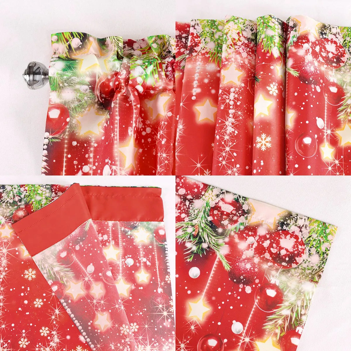 Christmas Curtain Valance Xmas Rod Pocket Window Treatment for Living Room Kitchen Bedroom Christmas Decorations For Home 2025