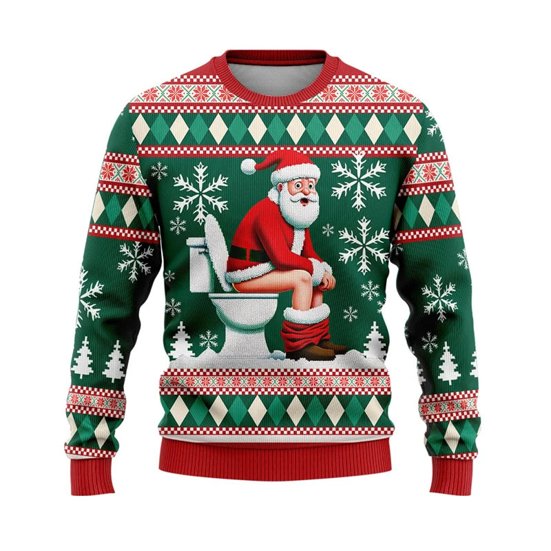 Hilarious Santa Claus Ugly Christmas Sweaters for Men Funny Animal Graphic Sweatshirts Xmas Holiday Unisex Pullovers Sweater Top