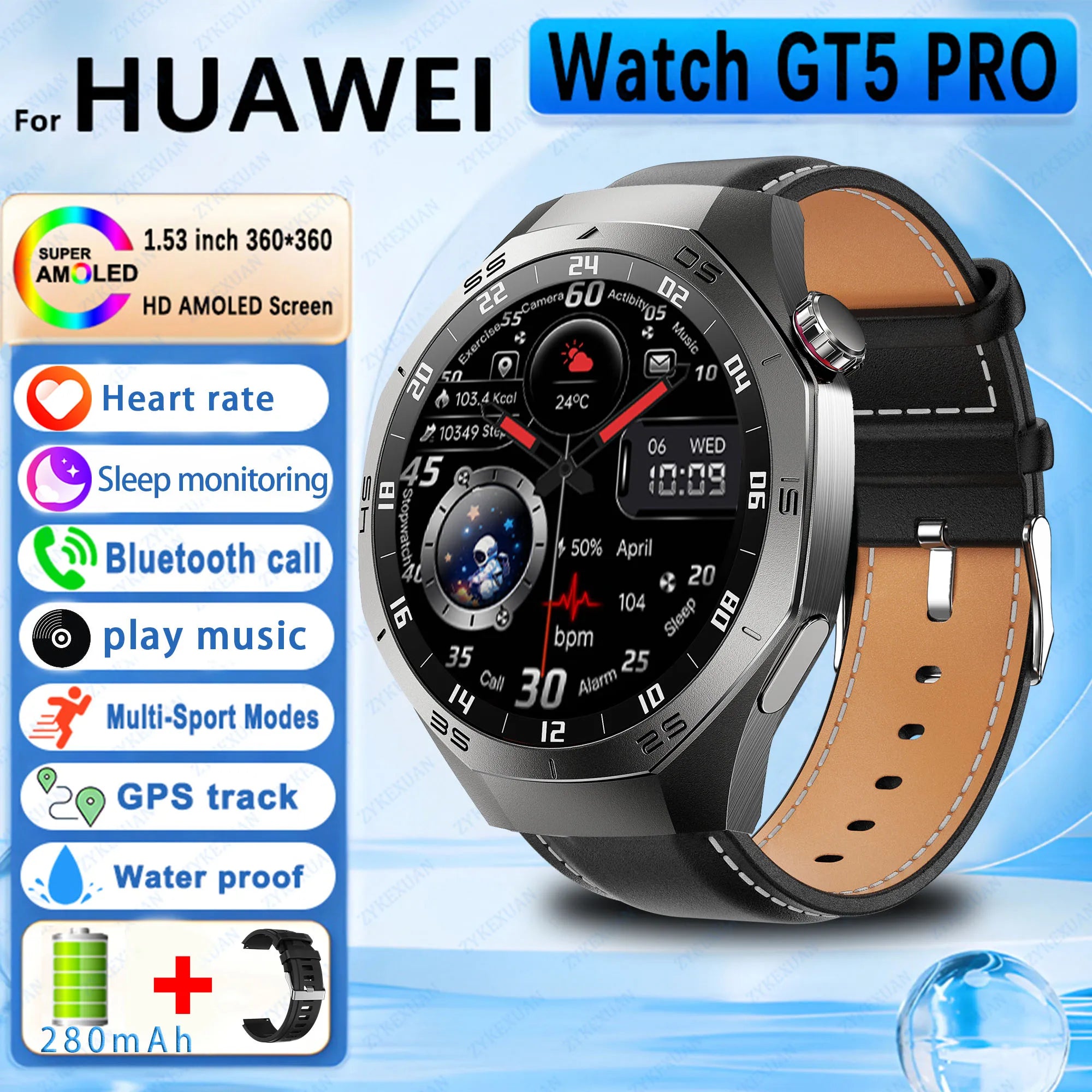 2025 New For Huawei Watch GT5Pro Military GPS Smart Watch Men Full Touch Screen Sport Fitness HealthTest Voice Call SmartWatch