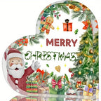 2D Flat Acrylic Christmas Heart-Shaped Tabletop Decoration - Merry Christmas Design with Santa, Gingerbread & Holiday Decoration